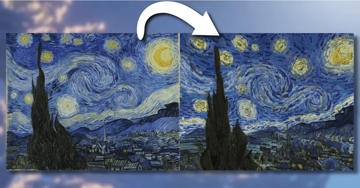 Reproduction de La nuit étoilée de Van Gogh dans Minecraft par ChrisDaCow